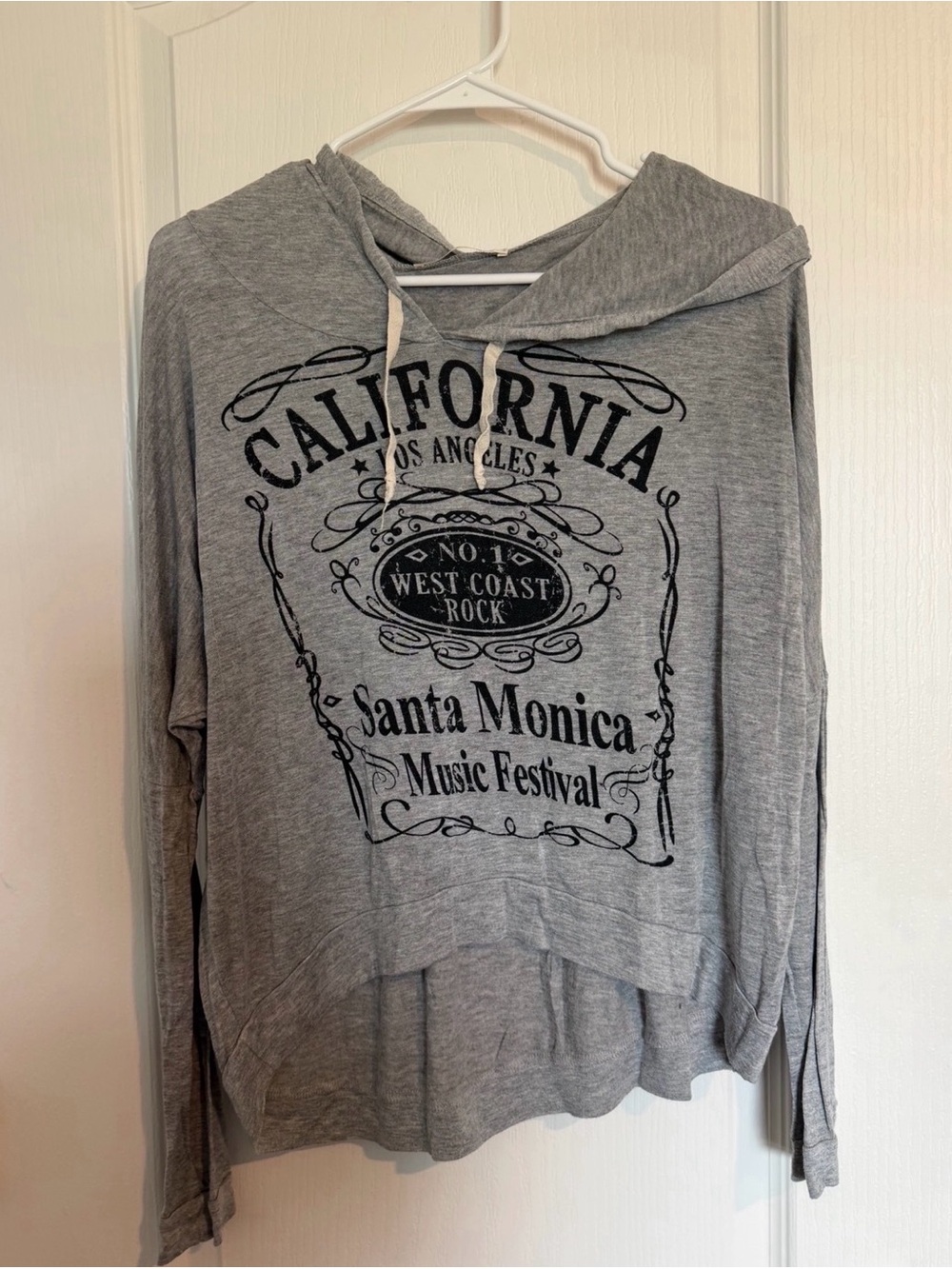 Santa Monica Gray Graphic Hoodie Sweater